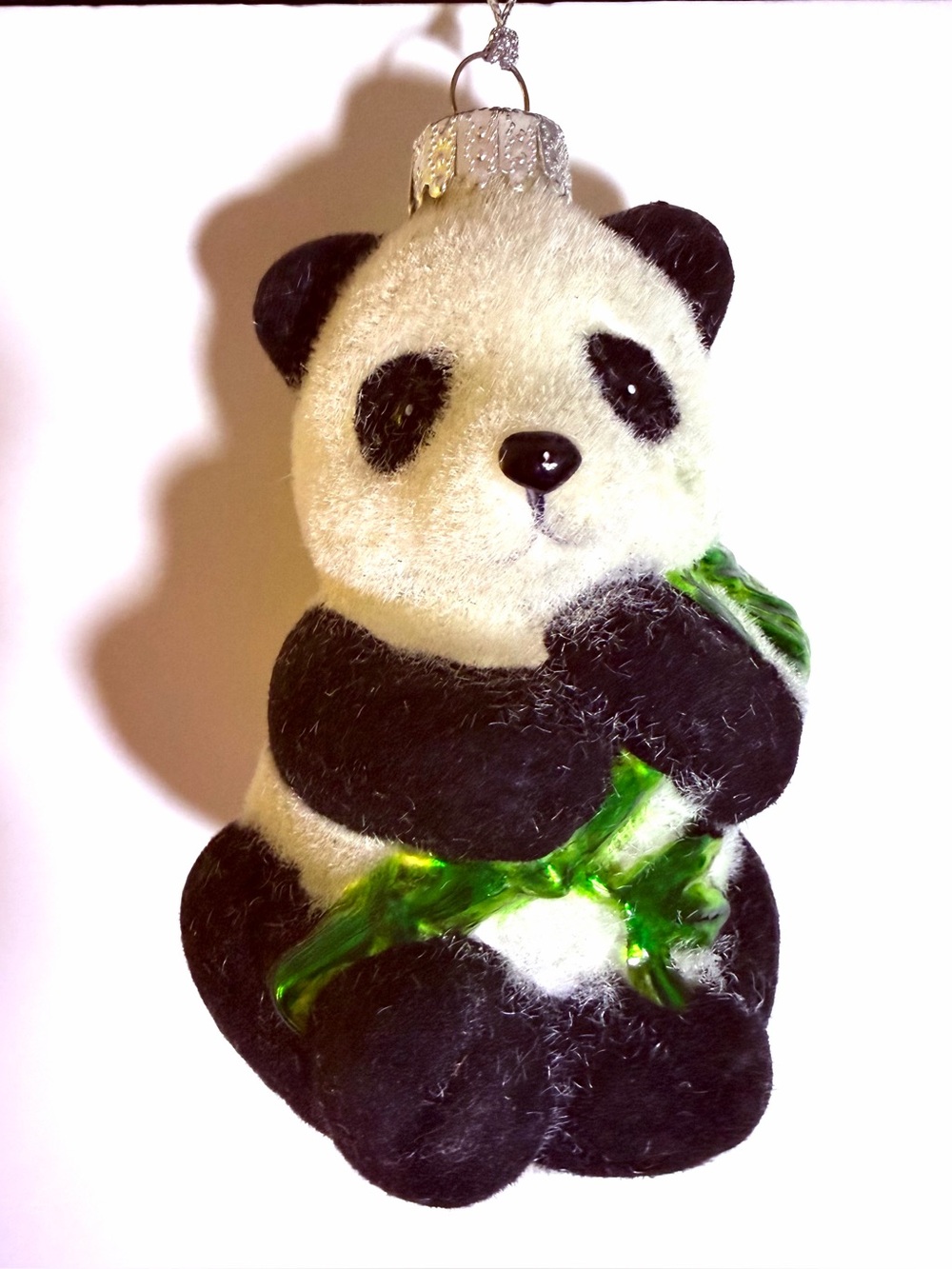 Glass Panda Ornament in Black and White